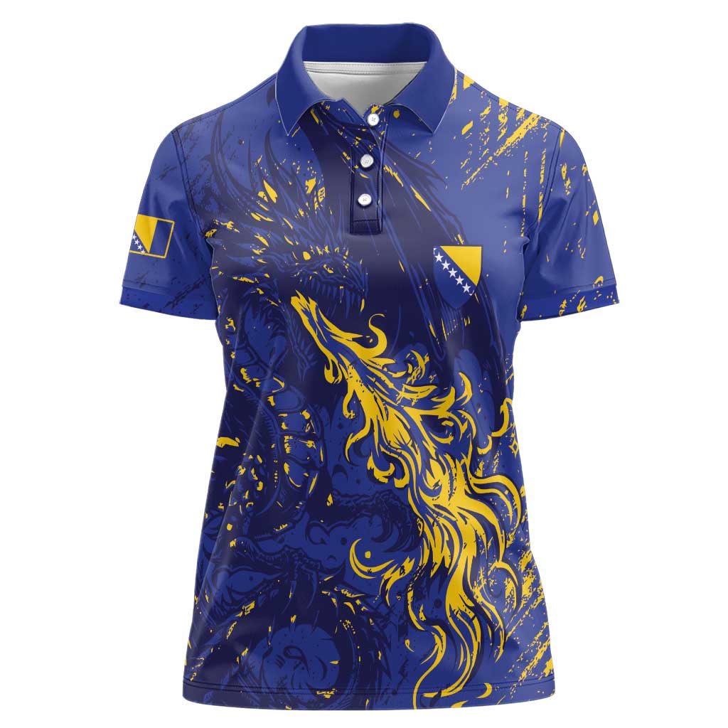 Bosnia And Herzegovina Women Polo Shirt Fierce Dragon Heritage