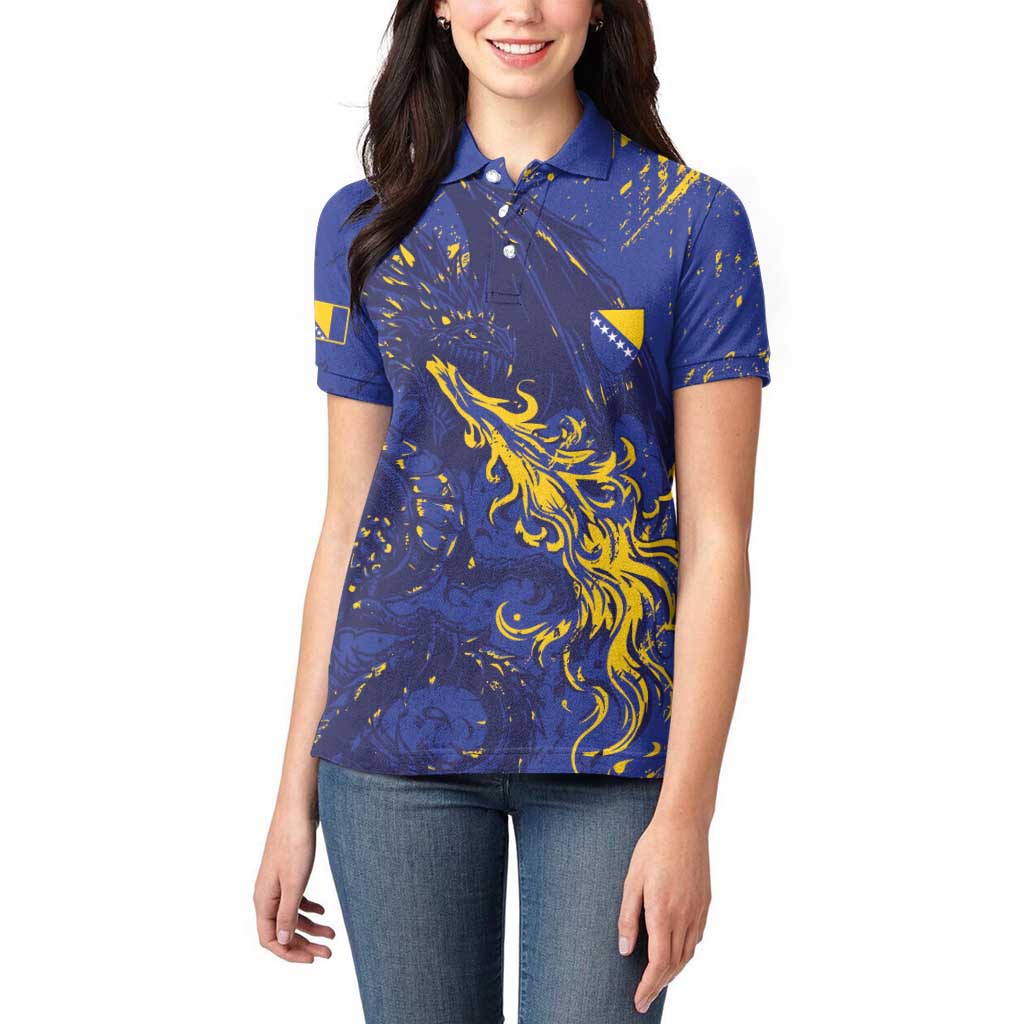 Bosnia And Herzegovina Women Polo Shirt Fierce Dragon Heritage