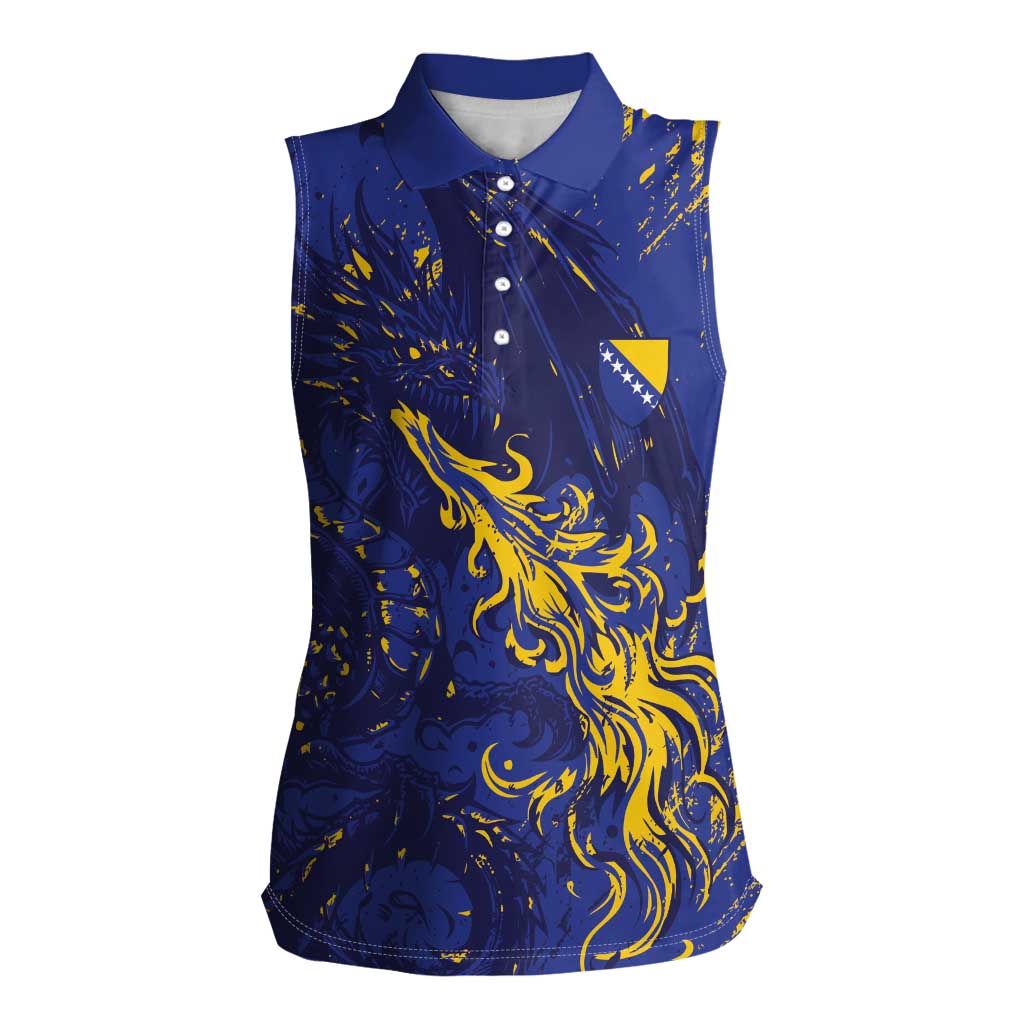 Bosnia And Herzegovina Women Sleeveless Polo Shirt Fierce Dragon Heritage