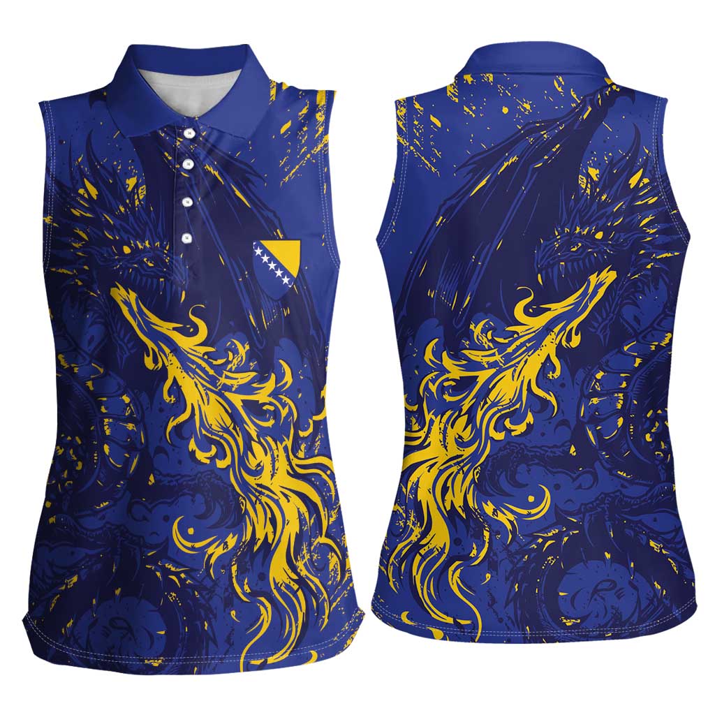 Bosnia And Herzegovina Women Sleeveless Polo Shirt Fierce Dragon Heritage