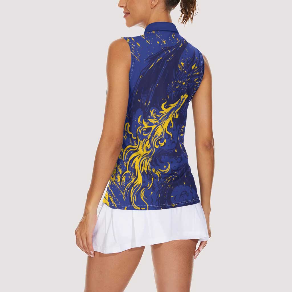 Bosnia And Herzegovina Women Sleeveless Polo Shirt Fierce Dragon Heritage