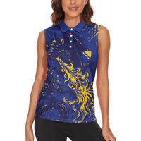 Bosnia And Herzegovina Women Sleeveless Polo Shirt Fierce Dragon Heritage