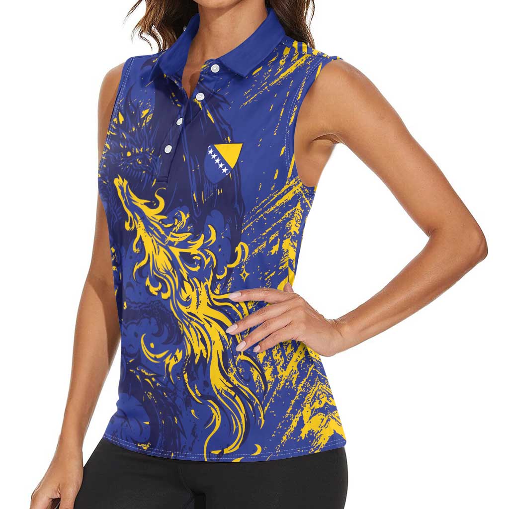 Bosnia And Herzegovina Women Sleeveless Polo Shirt Fierce Dragon Heritage