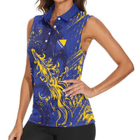 Bosnia And Herzegovina Women Sleeveless Polo Shirt Fierce Dragon Heritage