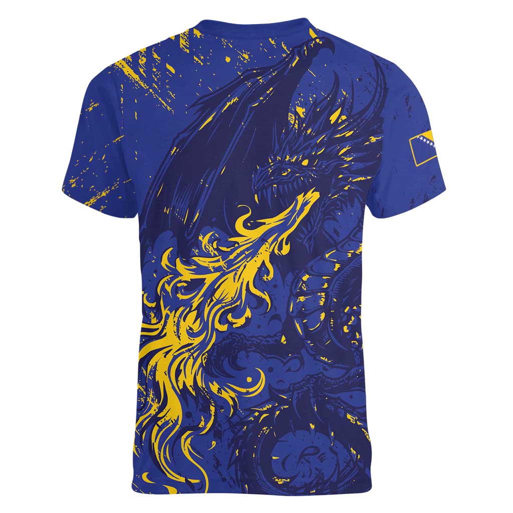 Bosnia And Herzegovina Women V-Neck T-Shirt Fierce Dragon Heritage
