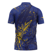 Bosnia And Herzegovina Zipper Polo Shirt Fierce Dragon Heritage