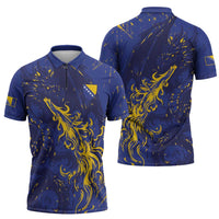 Bosnia And Herzegovina Zipper Polo Shirt Fierce Dragon Heritage