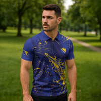 Bosnia And Herzegovina Zipper Polo Shirt Fierce Dragon Heritage