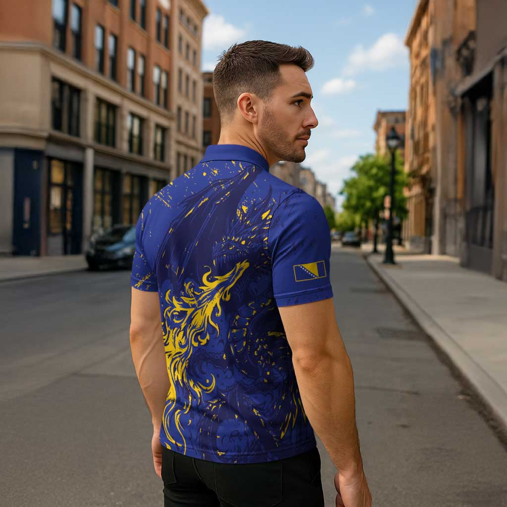 Bosnia And Herzegovina Zipper Polo Shirt Fierce Dragon Heritage