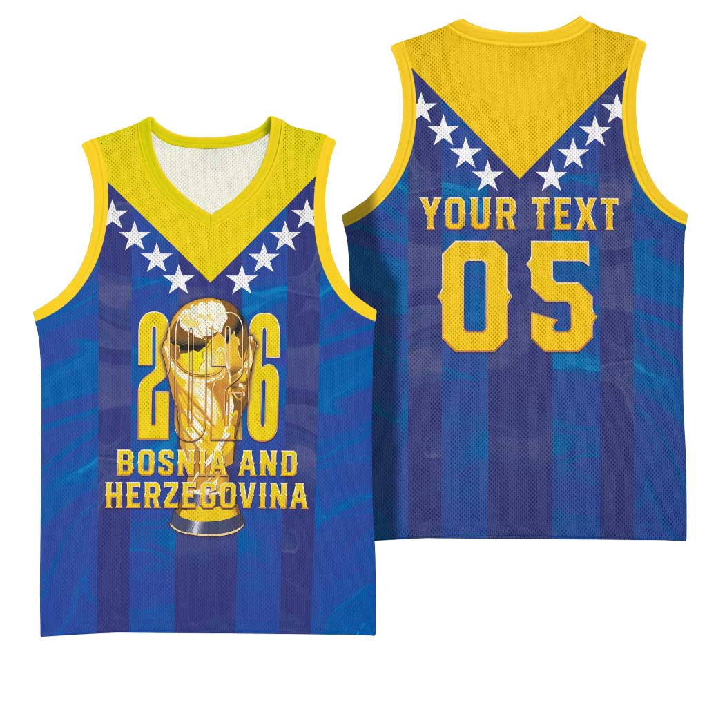 Custom Football 2026 Bosnia And Herzegovina Basketball Jersey Trophy Style