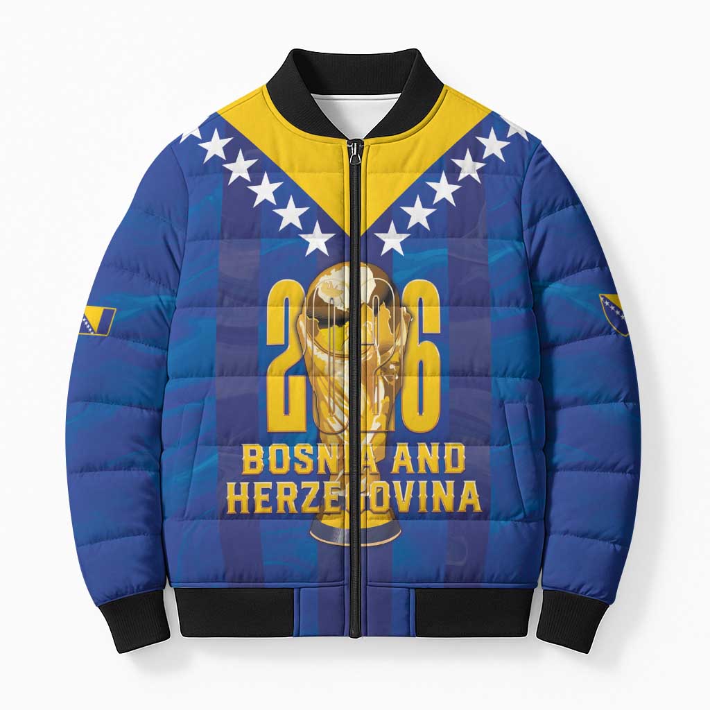Custom Football 2026 Bosnia And Herzegovina Bomber Puffer Jacket Trophy Style