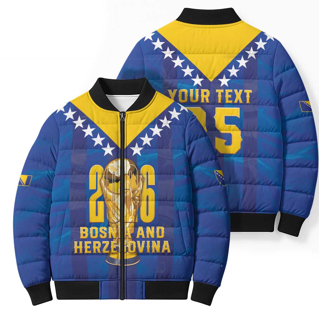 Custom Football 2026 Bosnia And Herzegovina Bomber Puffer Jacket Trophy Style