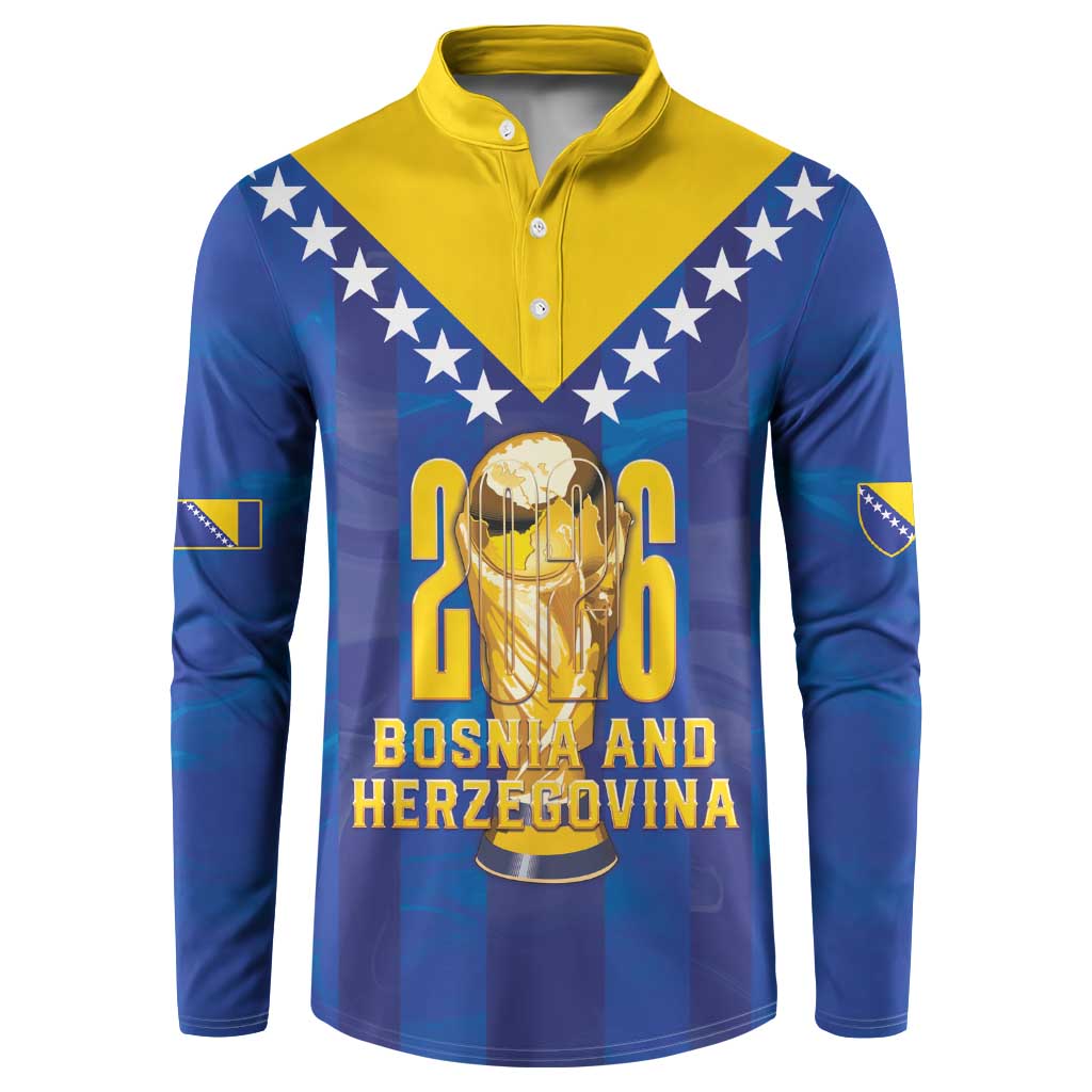 Custom Football 2026 Bosnia And Herzegovina Button Sweatshirt Trophy Style