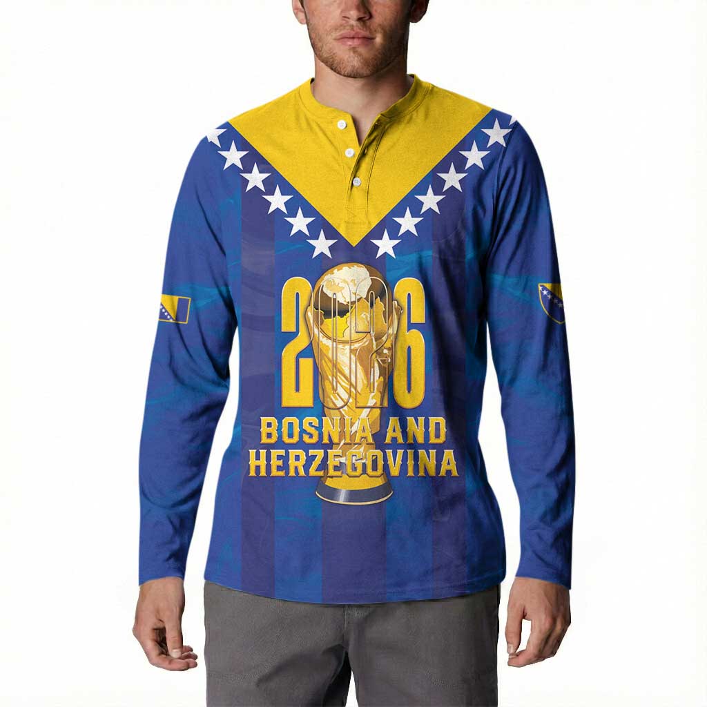 Custom Football 2026 Bosnia And Herzegovina Button Sweatshirt Trophy Style