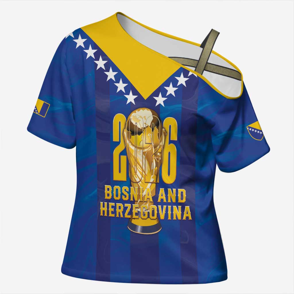 Custom Football 2026 Bosnia And Herzegovina Cross Shoulder Shirt Trophy Style