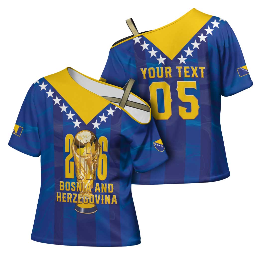 Custom Football 2026 Bosnia And Herzegovina Cross Shoulder Shirt Trophy Style
