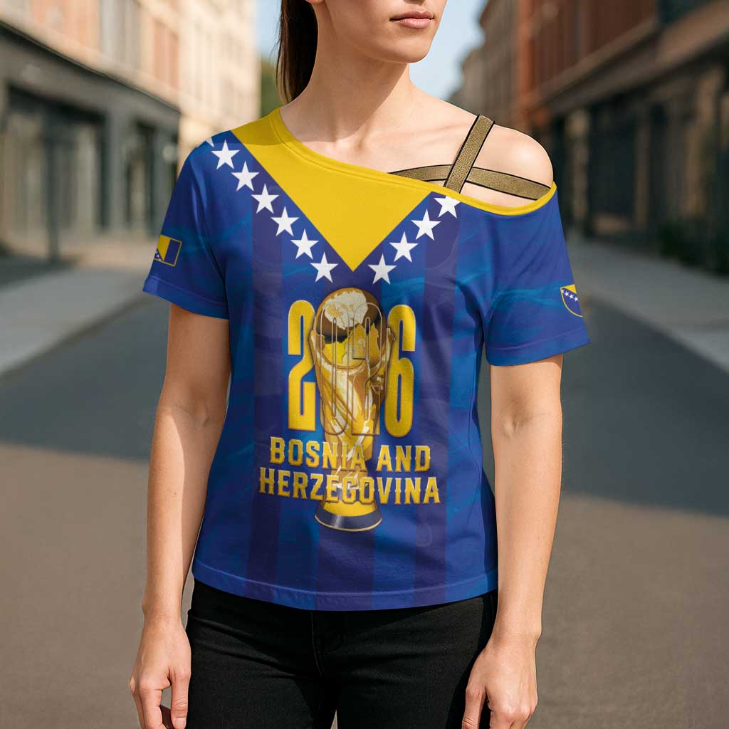 Custom Football 2026 Bosnia And Herzegovina Cross Shoulder Shirt Trophy Style