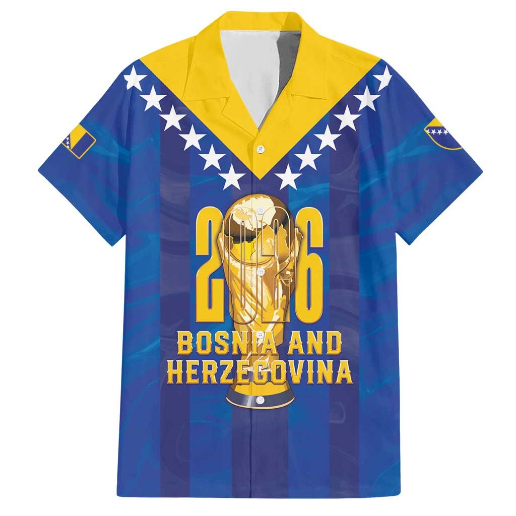 Custom Football 2026 Bosnia And Herzegovina Hawaiian Shirt Trophy Style