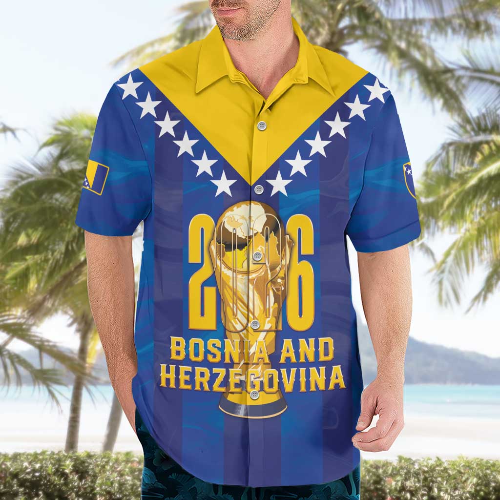 Custom Football 2026 Bosnia And Herzegovina Hawaiian Shirt Trophy Style