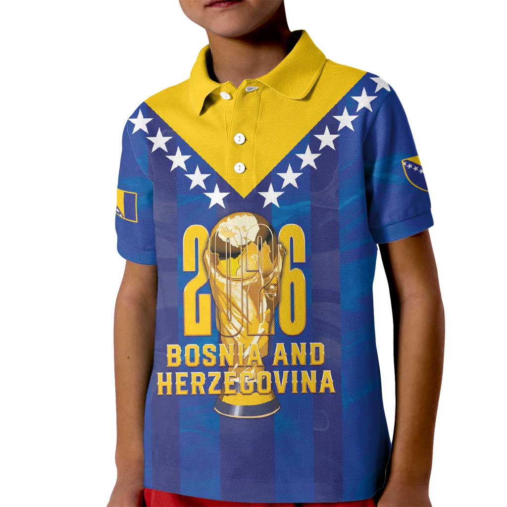 Custom Football 2026 Bosnia And Herzegovina Kid Polo Shirt Trophy Style