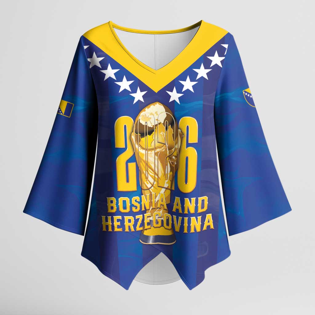 Custom Football 2026 Bosnia And Herzegovina Kimono Sleeve Blouse Trophy Style