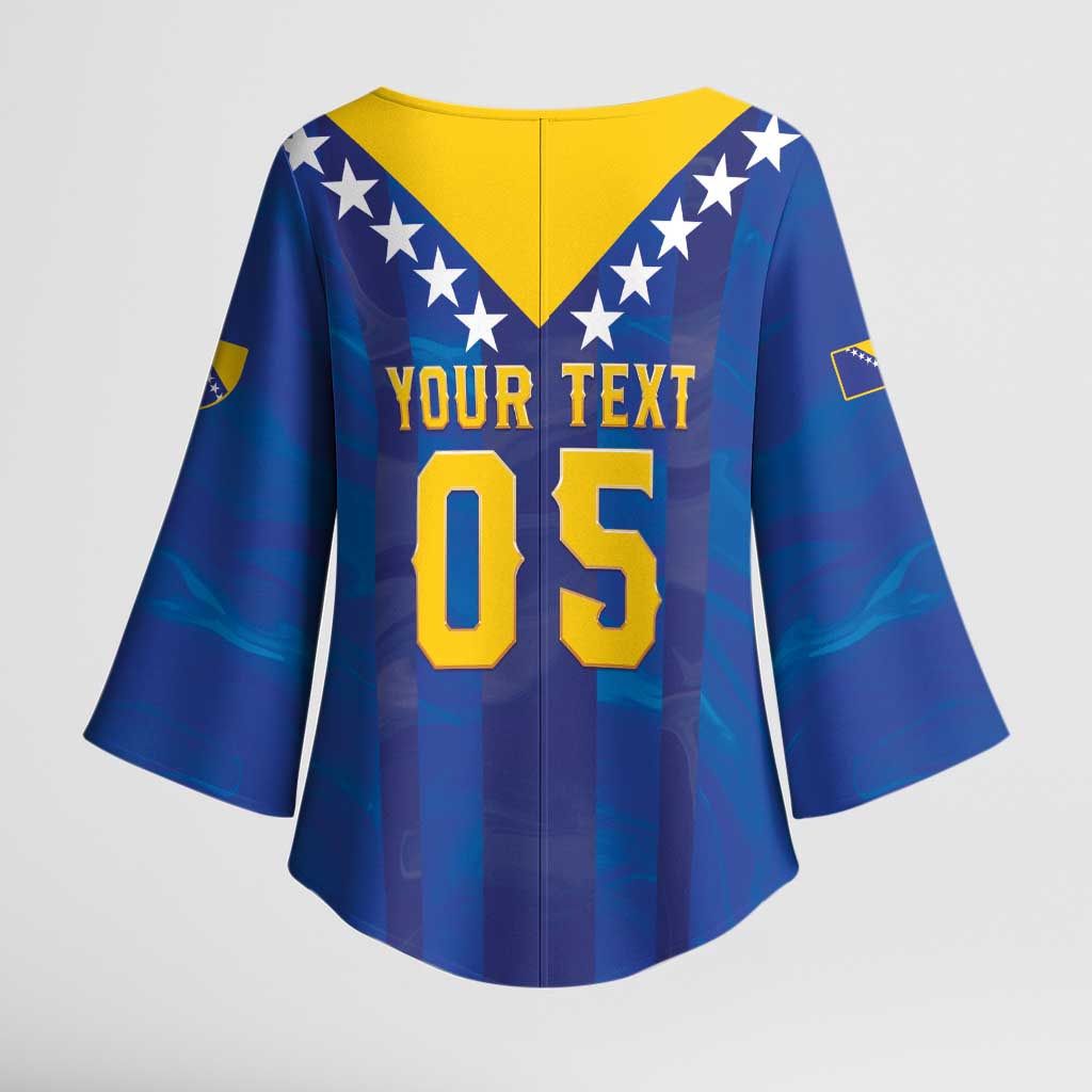 Custom Football 2026 Bosnia And Herzegovina Kimono Sleeve Blouse Trophy Style