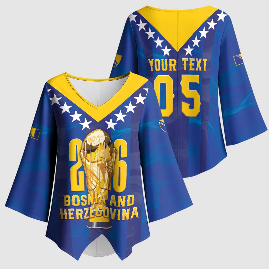 Custom Football 2026 Bosnia And Herzegovina Kimono Sleeve Blouse Trophy Style