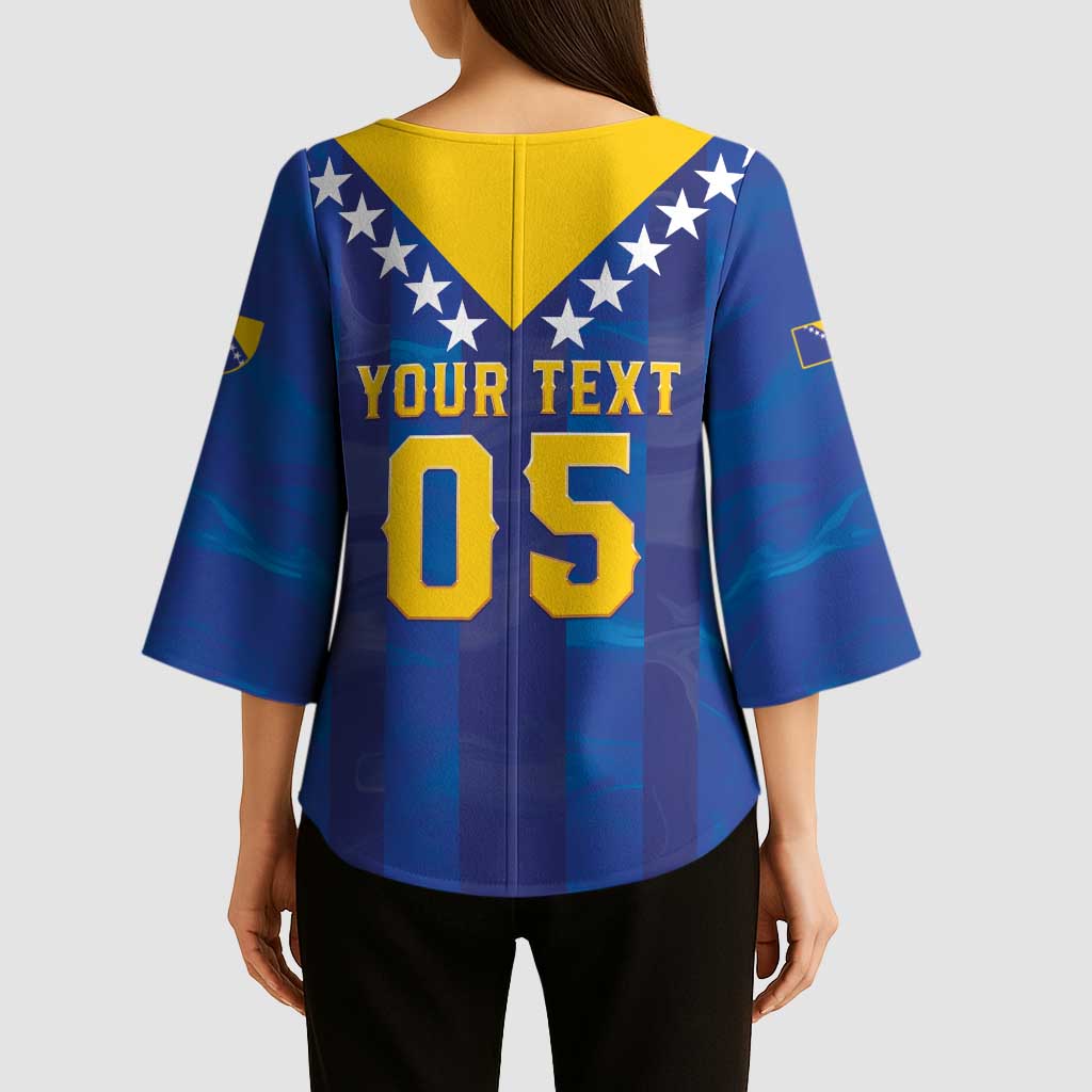 Custom Football 2026 Bosnia And Herzegovina Kimono Sleeve Blouse Trophy Style