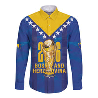Custom Football 2026 Bosnia And Herzegovina Long Sleeve Button Shirt Trophy Style