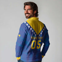 Custom Football 2026 Bosnia And Herzegovina Long Sleeve Polo Shirt Trophy Style