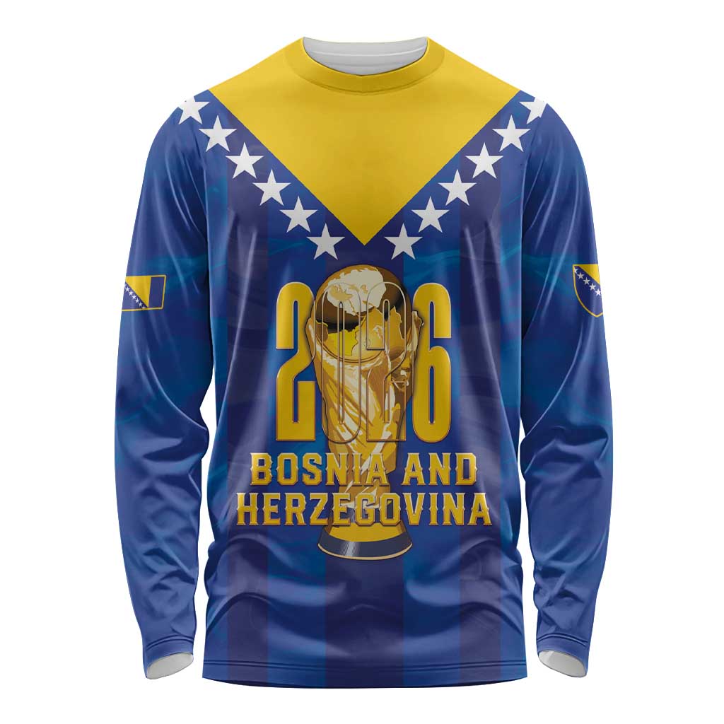 Custom Football 2026 Bosnia And Herzegovina Long Sleeve Shirt Trophy Style