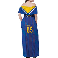 Custom Football 2026 Bosnia And Herzegovina Off Shoulder Maxi Dress Trophy Style