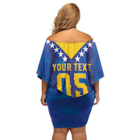 Custom Football 2026 Bosnia And Herzegovina Off Shoulder Short Dress Trophy Style