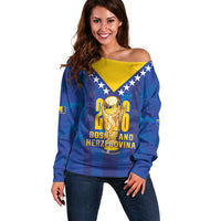 Custom Football 2026 Bosnia And Herzegovina Off Shoulder Sweater Trophy Style