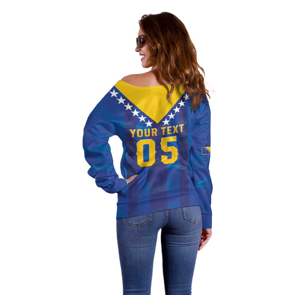 Custom Football 2026 Bosnia And Herzegovina Off Shoulder Sweater Trophy Style