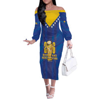 Custom Football 2026 Bosnia And Herzegovina Off The Shoulder Long Sleeve Dress Trophy Style
