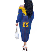 Custom Football 2026 Bosnia And Herzegovina Off The Shoulder Long Sleeve Dress Trophy Style