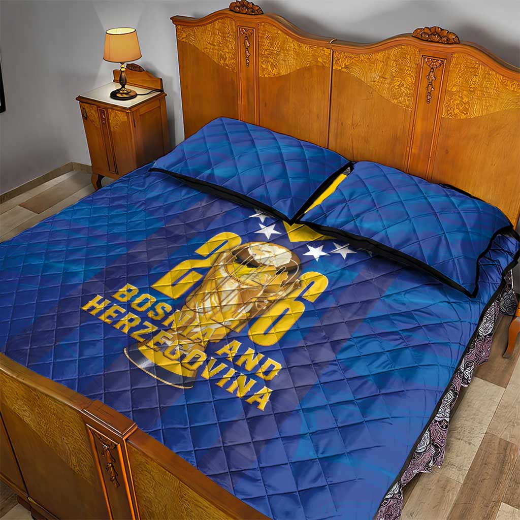 Football 2026 Bosnia And Herzegovina Quilt Bed Set Trophy Style