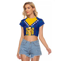 Custom Football 2026 Bosnia And Herzegovina Raglan Cropped T Shirt Trophy Style