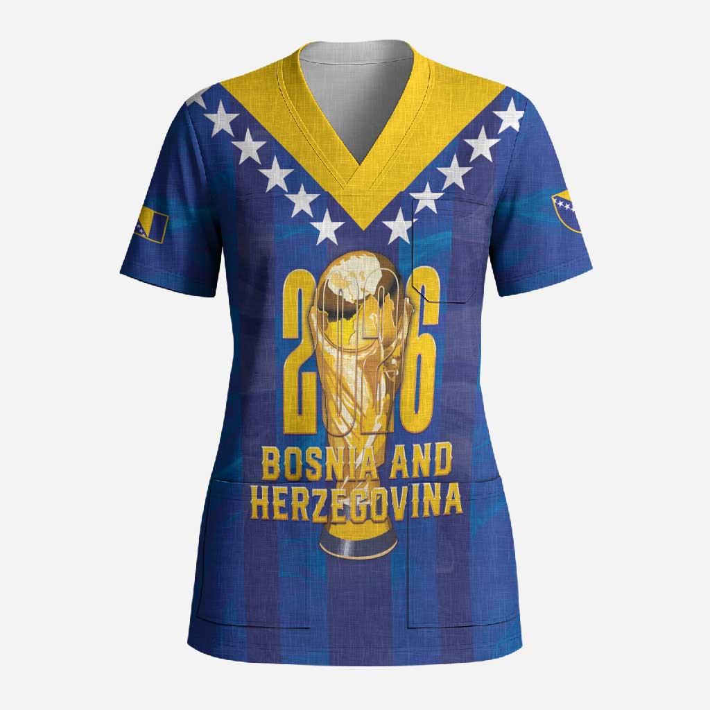 Custom Football 2026 Bosnia And Herzegovina Scrub Top Trophy Style