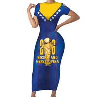 Custom Football 2026 Bosnia And Herzegovina Short Sleeve Bodycon Dress Trophy Style