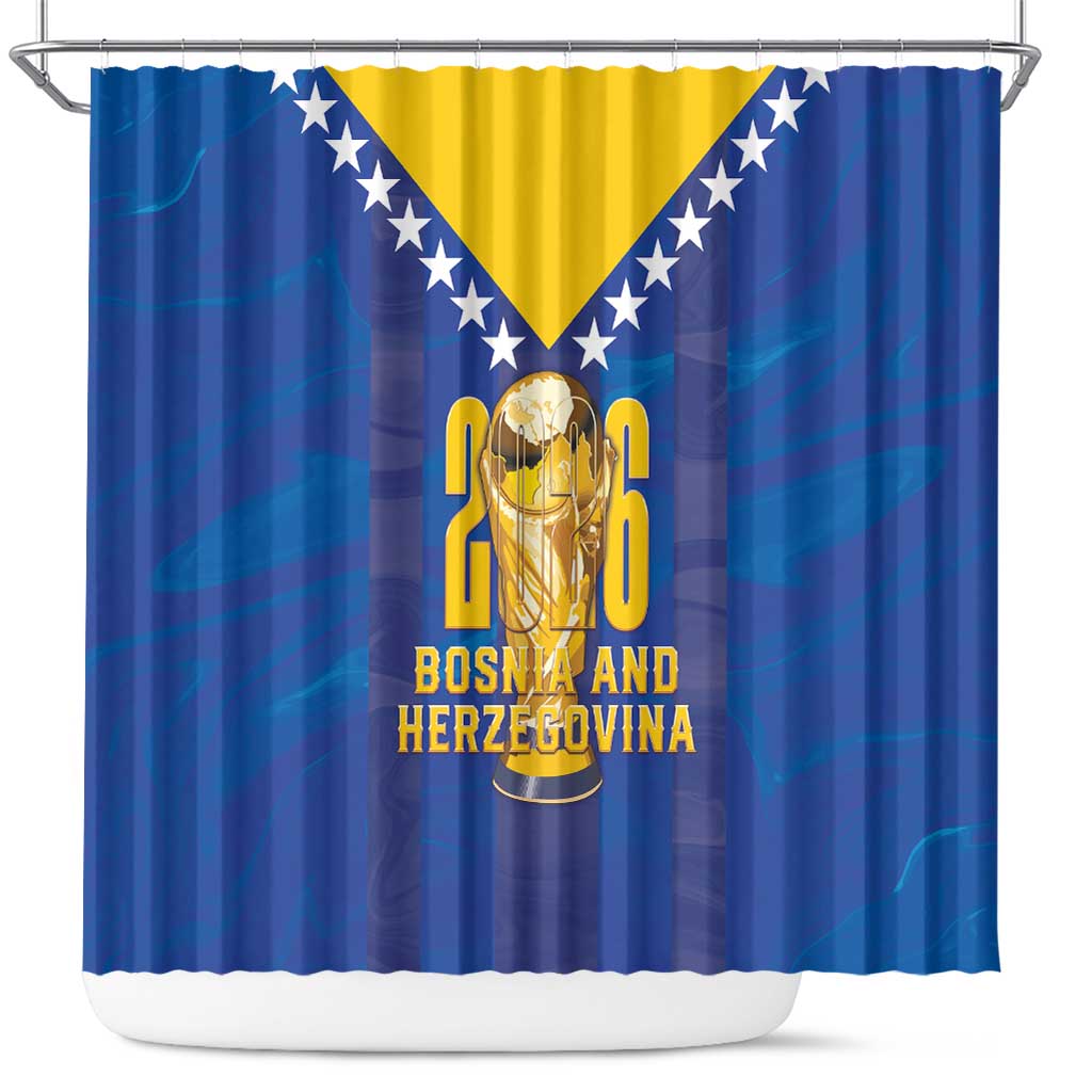 Football 2026 Bosnia And Herzegovina Shower Curtain Trophy Style