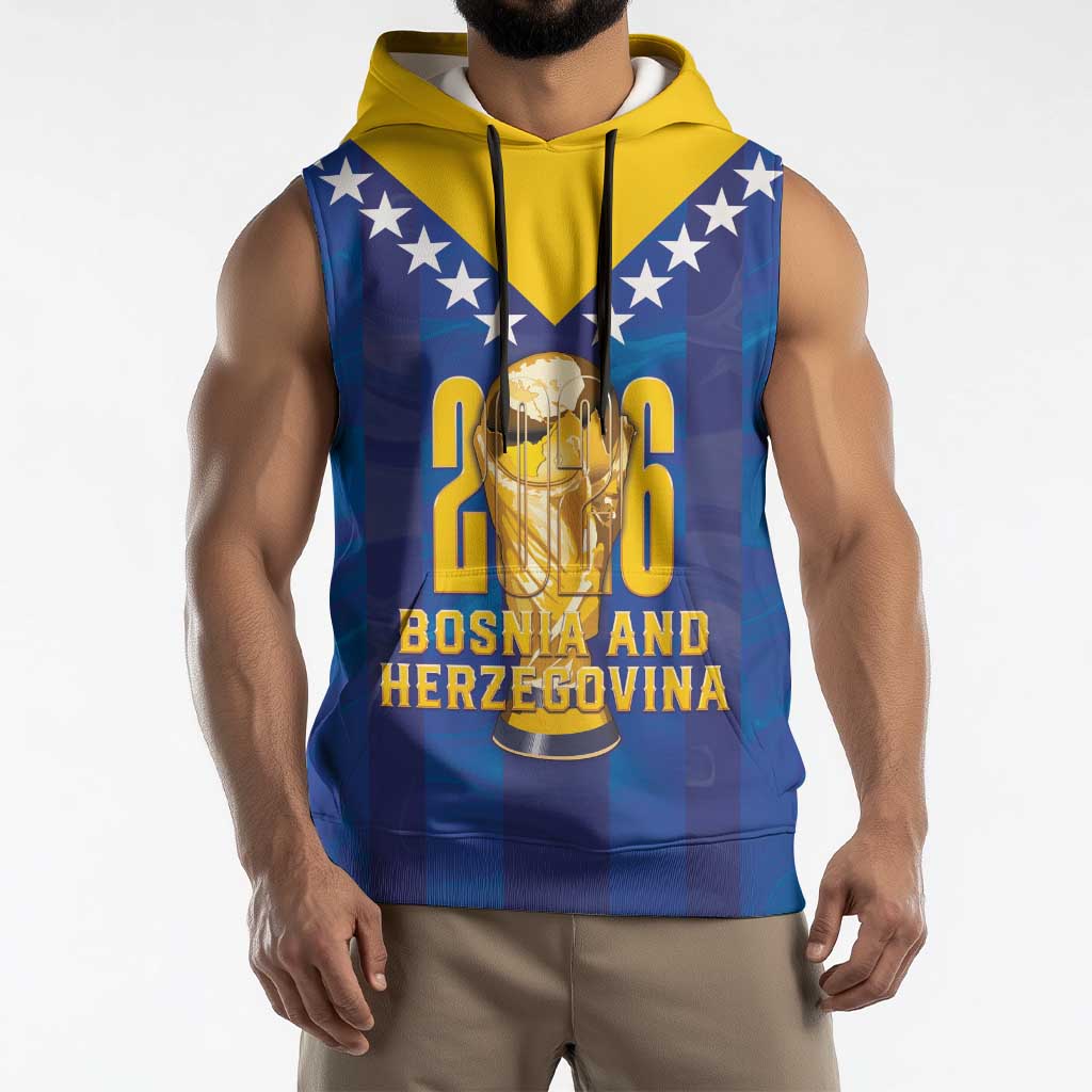 Custom Football 2026 Bosnia And Herzegovina Sleeveless Hoodie Trophy Style