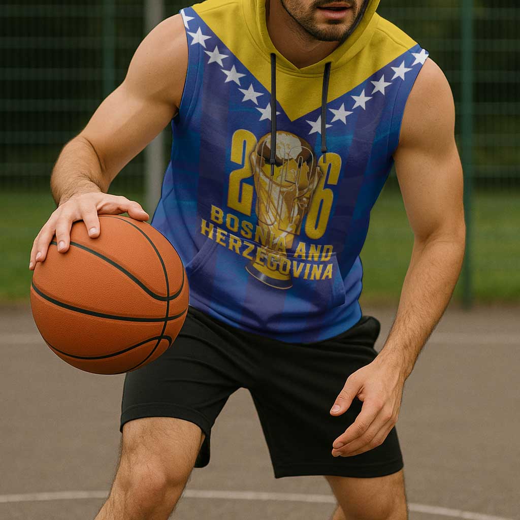 Custom Football 2026 Bosnia And Herzegovina Sleeveless Hoodie Trophy Style