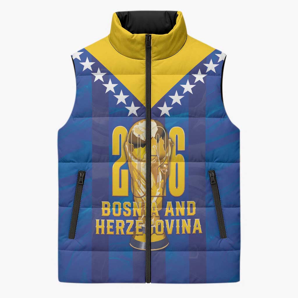 Custom Football 2026 Bosnia And Herzegovina Sleeveless Puffer Jacket Trophy Style