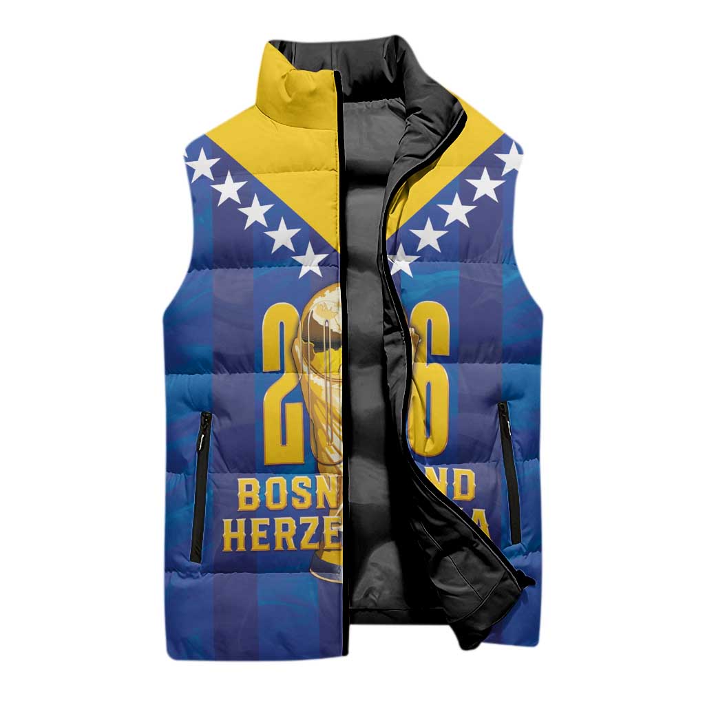 Custom Football 2026 Bosnia And Herzegovina Sleeveless Puffer Jacket Trophy Style