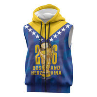 Custom Football 2026 Bosnia And Herzegovina Sleeveless Zip Hoodie Trophy Style