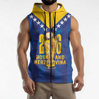 Custom Football 2026 Bosnia And Herzegovina Sleeveless Zip Hoodie Trophy Style