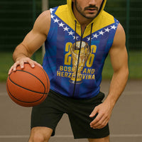 Custom Football 2026 Bosnia And Herzegovina Sleeveless Zip Hoodie Trophy Style