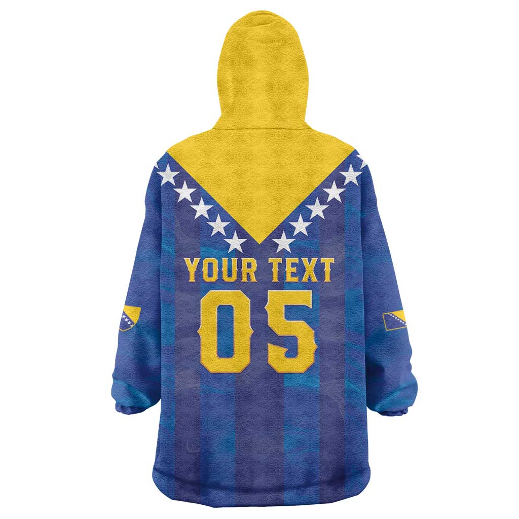 Custom Football 2026 Bosnia And Herzegovina Wearable Blanket Hoodie Trophy Style